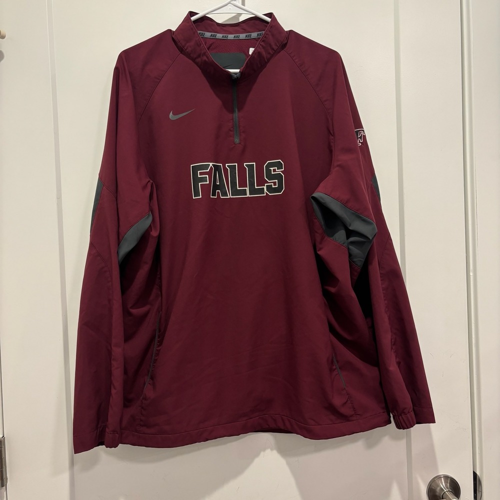 Nike Mens Maroon Falls 1/4 Zip Pullover Windbreaker‎ Jacket XL Burgundy Grey